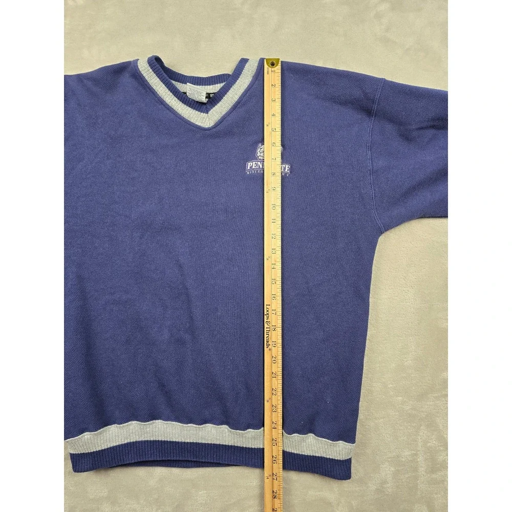 Vintage Penn State V-Neck Pique Sweater Men XL Fit L Blue Nittany Lions USA Made
